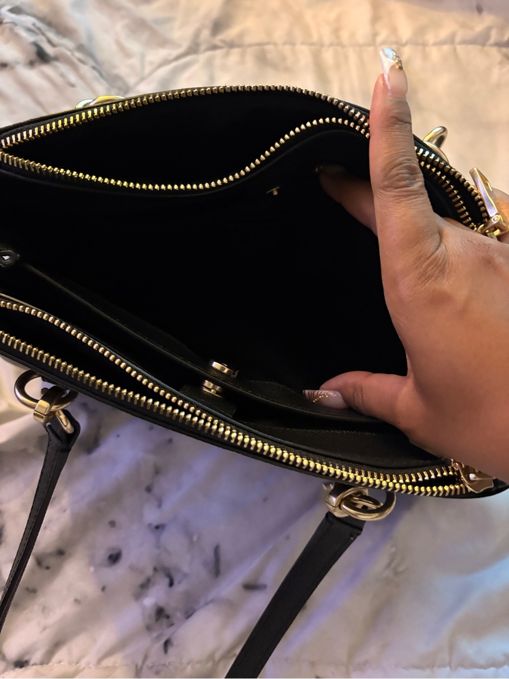Coach Black Leather Purse with Gold Hardware - Picture 3 of 9